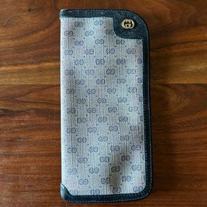 Gucci Vintage Monogram Glasses Case in Navy Blue